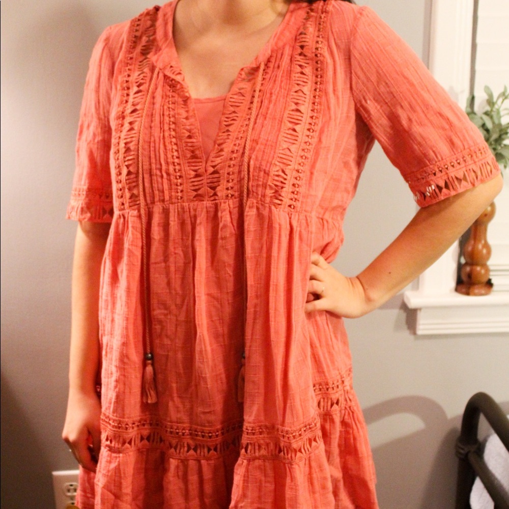 Peach colored dress